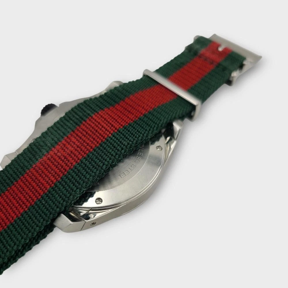 Gucci 136.2 Buceo Acero Inoxidable Verde/Rojo Nylon Correa Reloj 45MM - Image 11